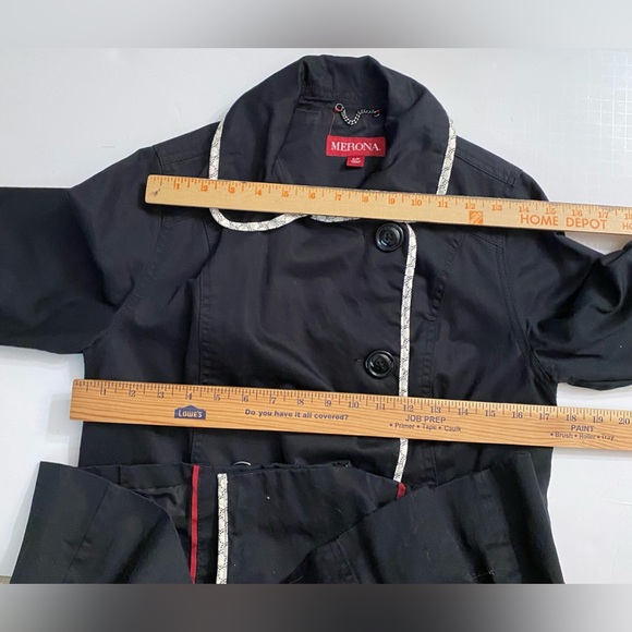 Merona Black & White All Weather Trench Coat with pockets women’s size SP - Picture 8 of 14